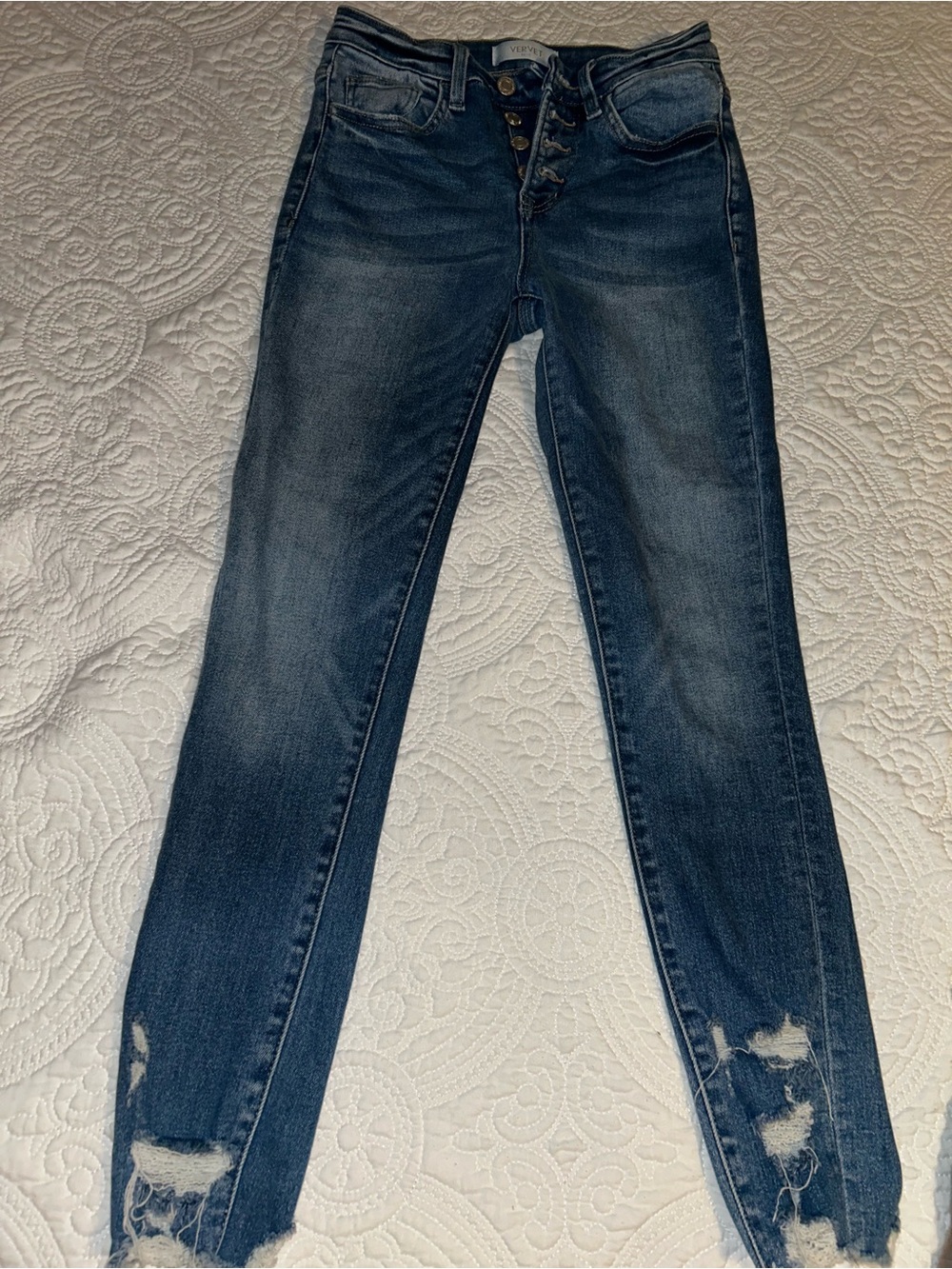 Vervet Dark Blue Women's Distressed Skinny Jeans